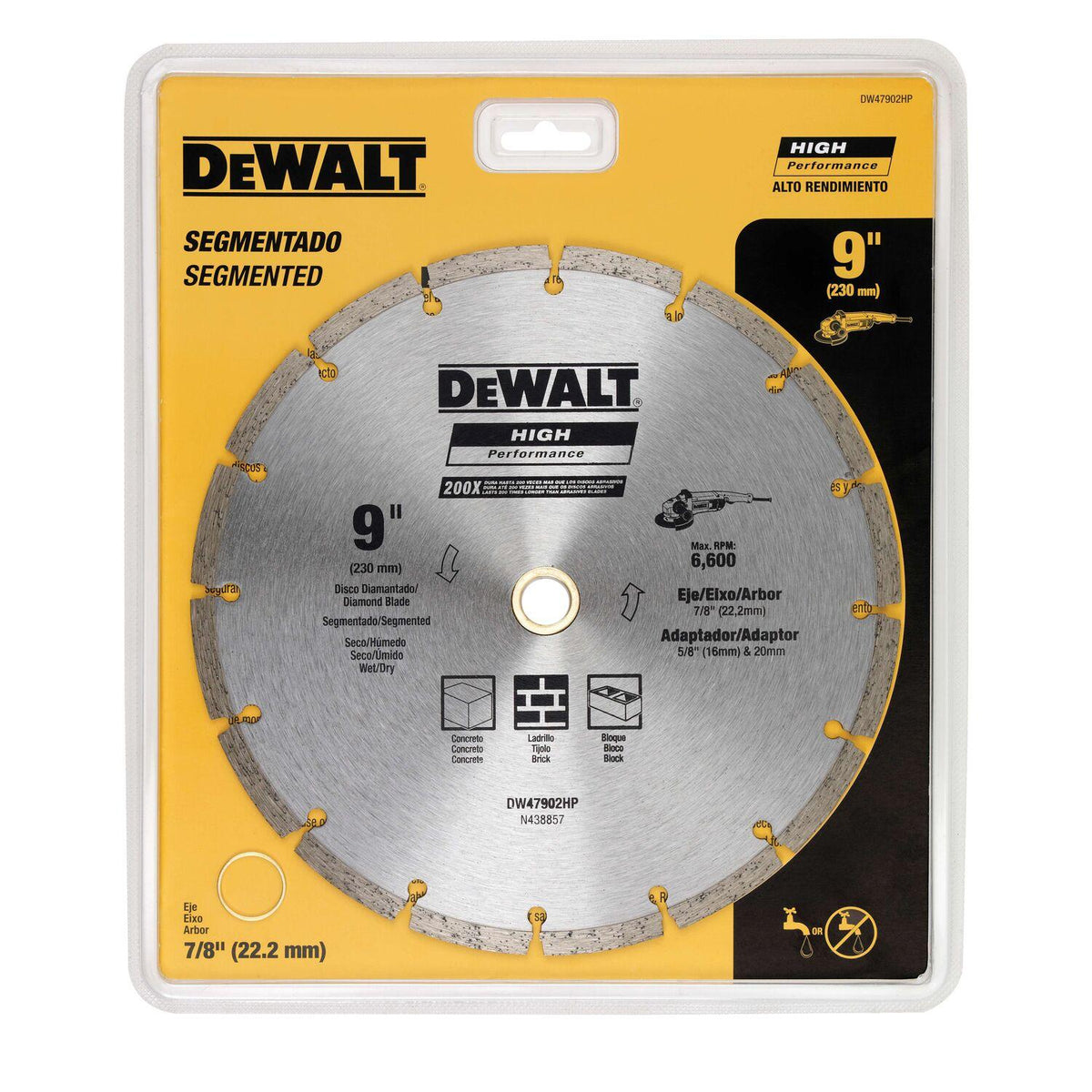 Disco Diamantado Segmentado HP 9'' Concreto - DeWALT - Herram.cl