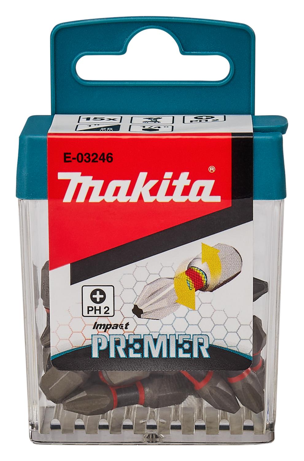 Set 15 Puntas Impact Premier PH2 - 25mm Makita - Herram.cl