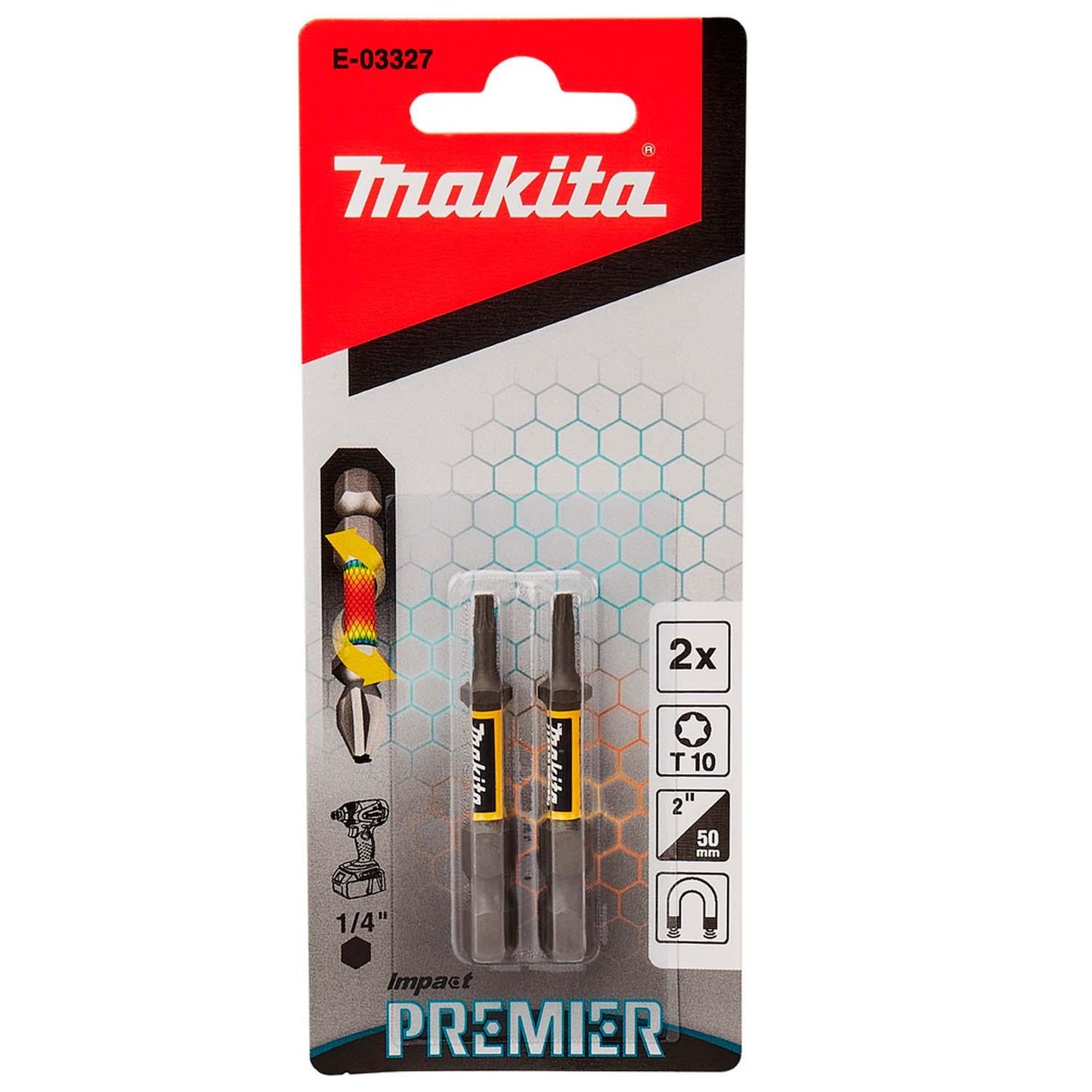Puntas de Torsión Impact Premier T10 - 50mm 2 Pzas - Makita - Herram.cl