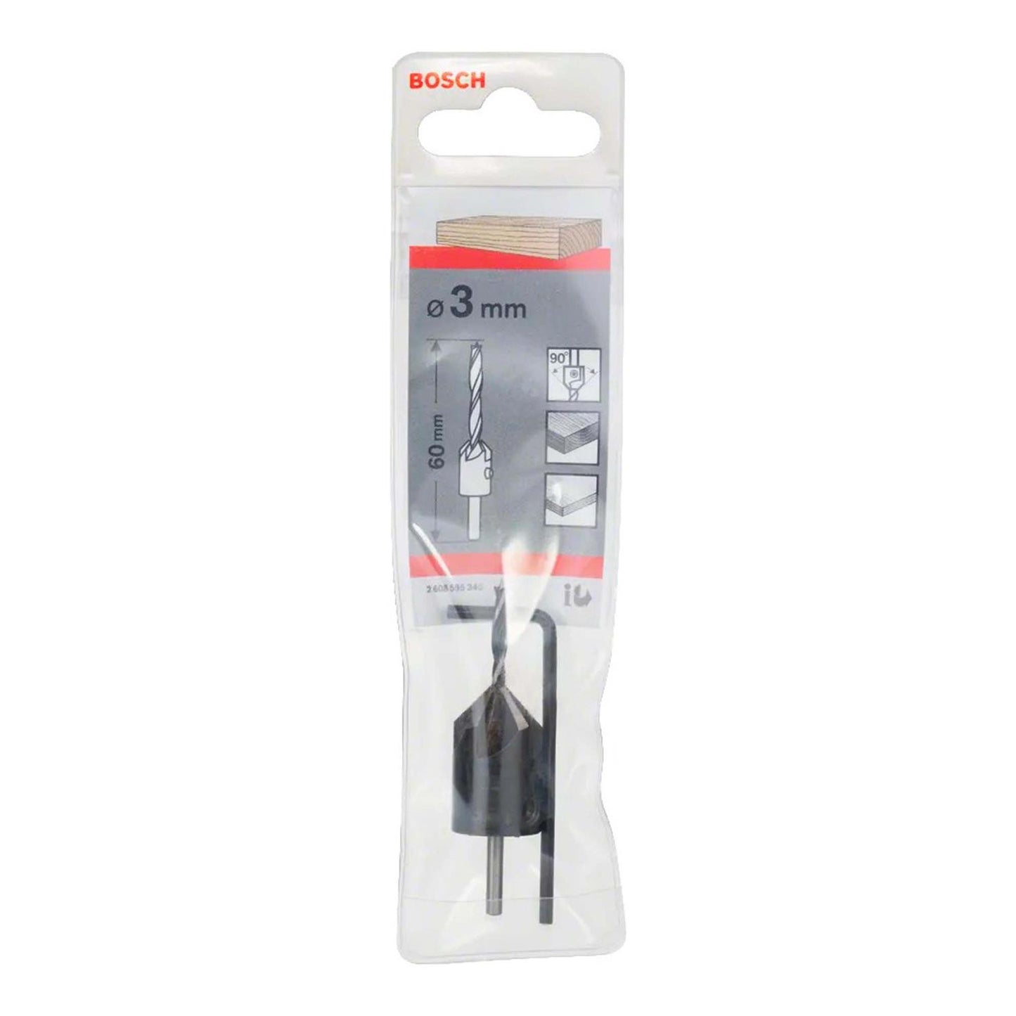 Broca Brad Point con avellanado 90° 3x16x60mm - Bosch - Herram.cl
