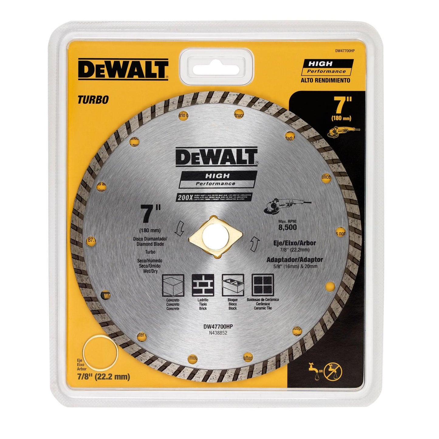Disco Diamantado Turbo 7'' - DeWALT - Herram.cl