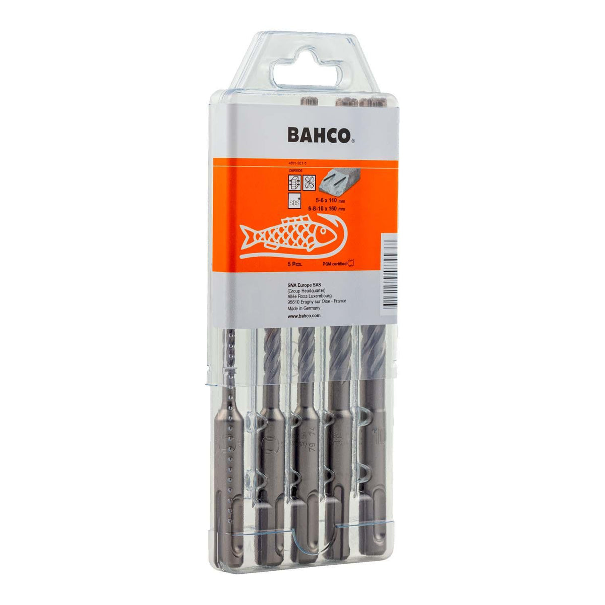 Juego De Brocas SDS-Plus 4 Aristas 5 - 10mm / 5 Pzas - Bahco - Herram.cl