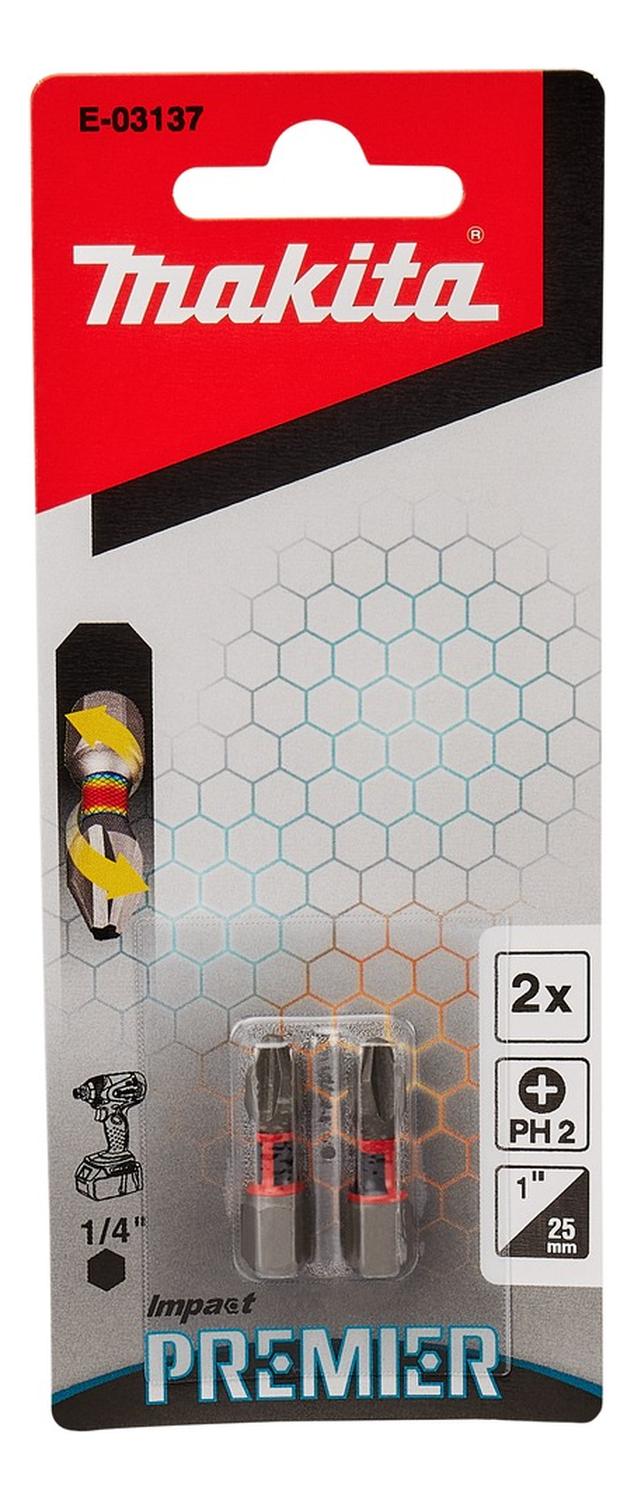 2 Puntas Impact Premier PH2 - 25mm - Makita - Herram.cl