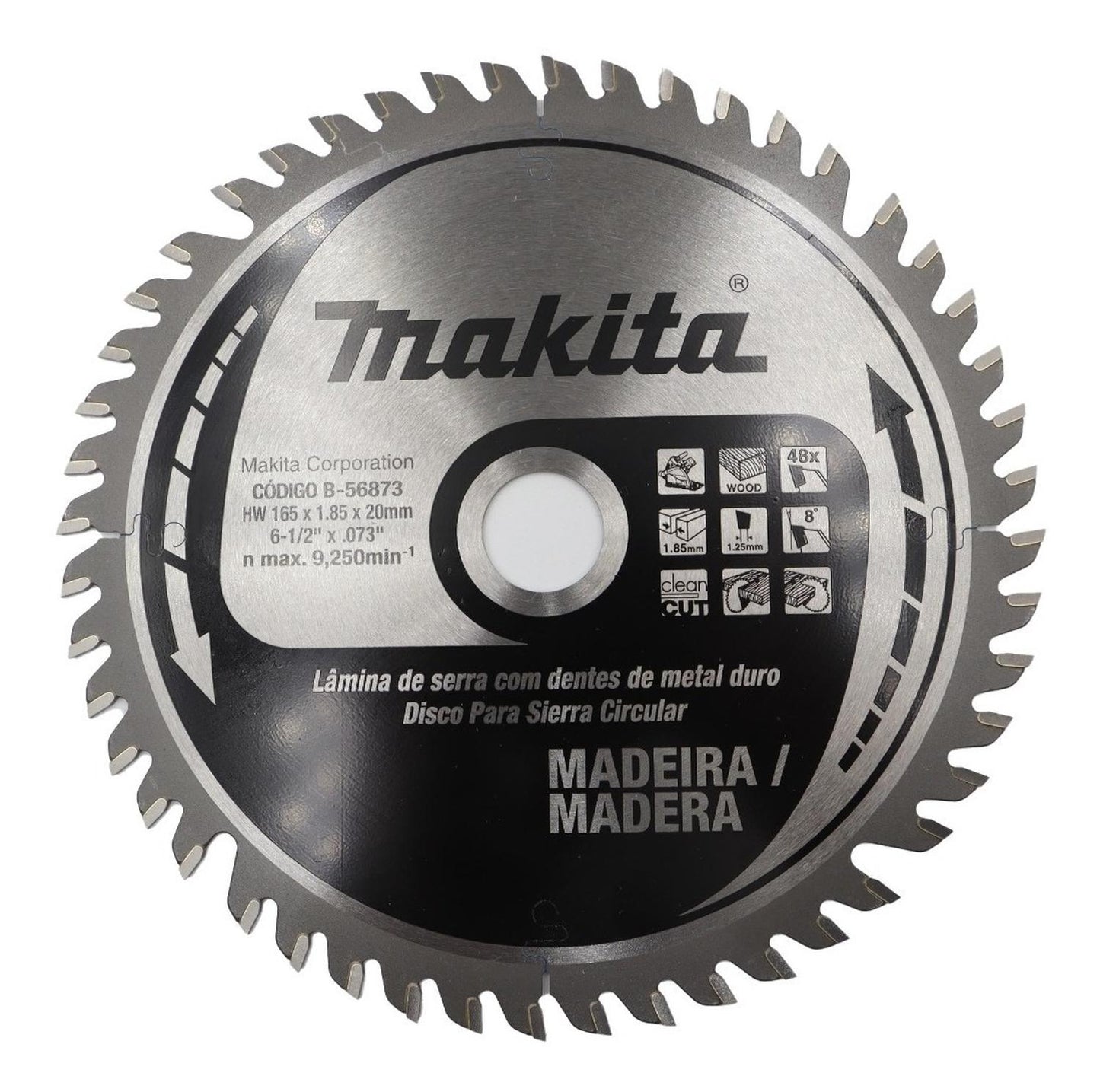 Disco Sierra TCT Clean Cut 6 - 1/2''x20mm 48 D - Makita - Herram.cl