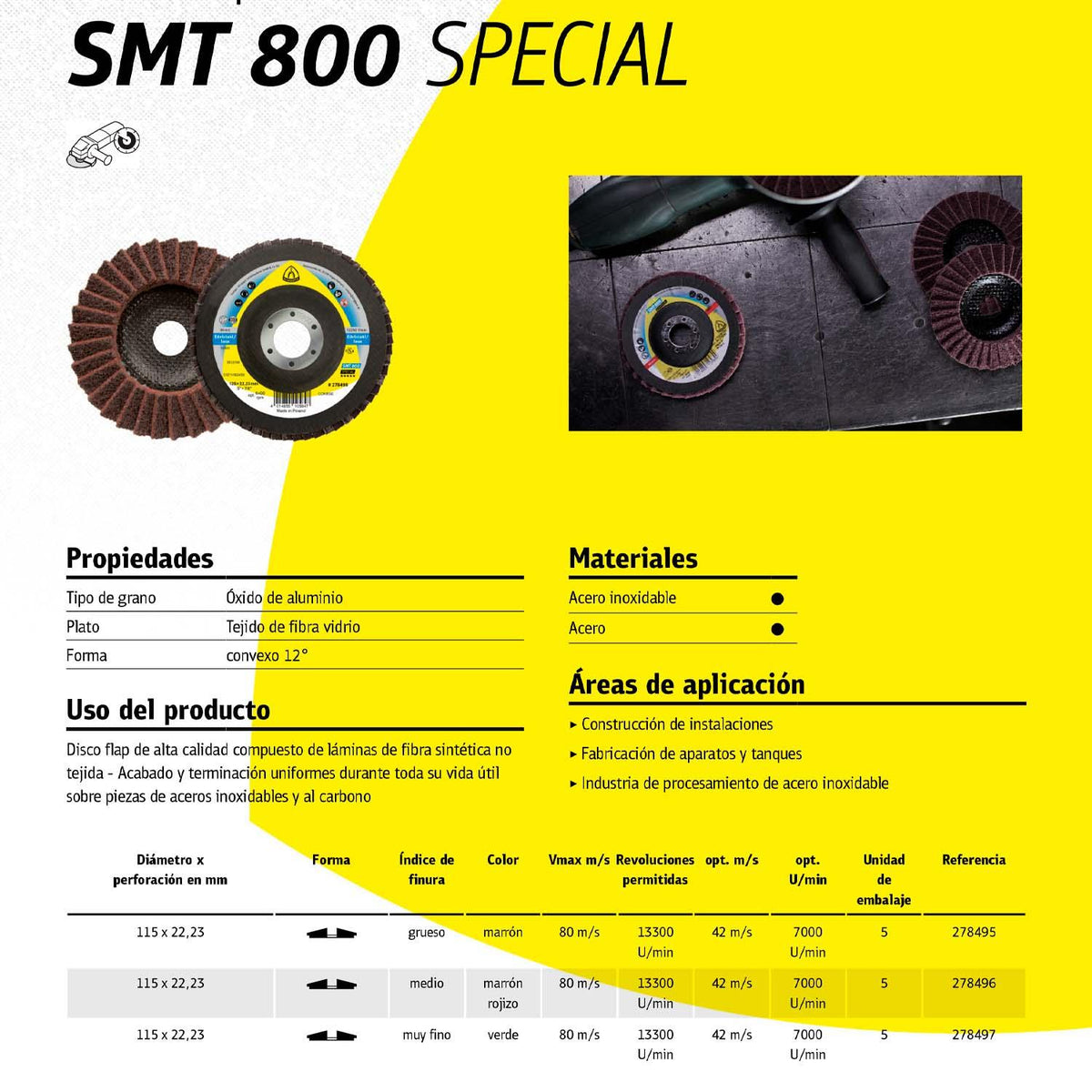Disco Fibra Sintética SMT 800 4-1/2'' Medio - Klingspor - Herram.cl
