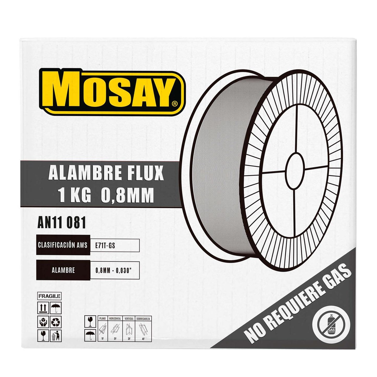 Soldadura Alambre Mig Flux 0,8mm Rollo 1kg - Mosay - Herram.cl