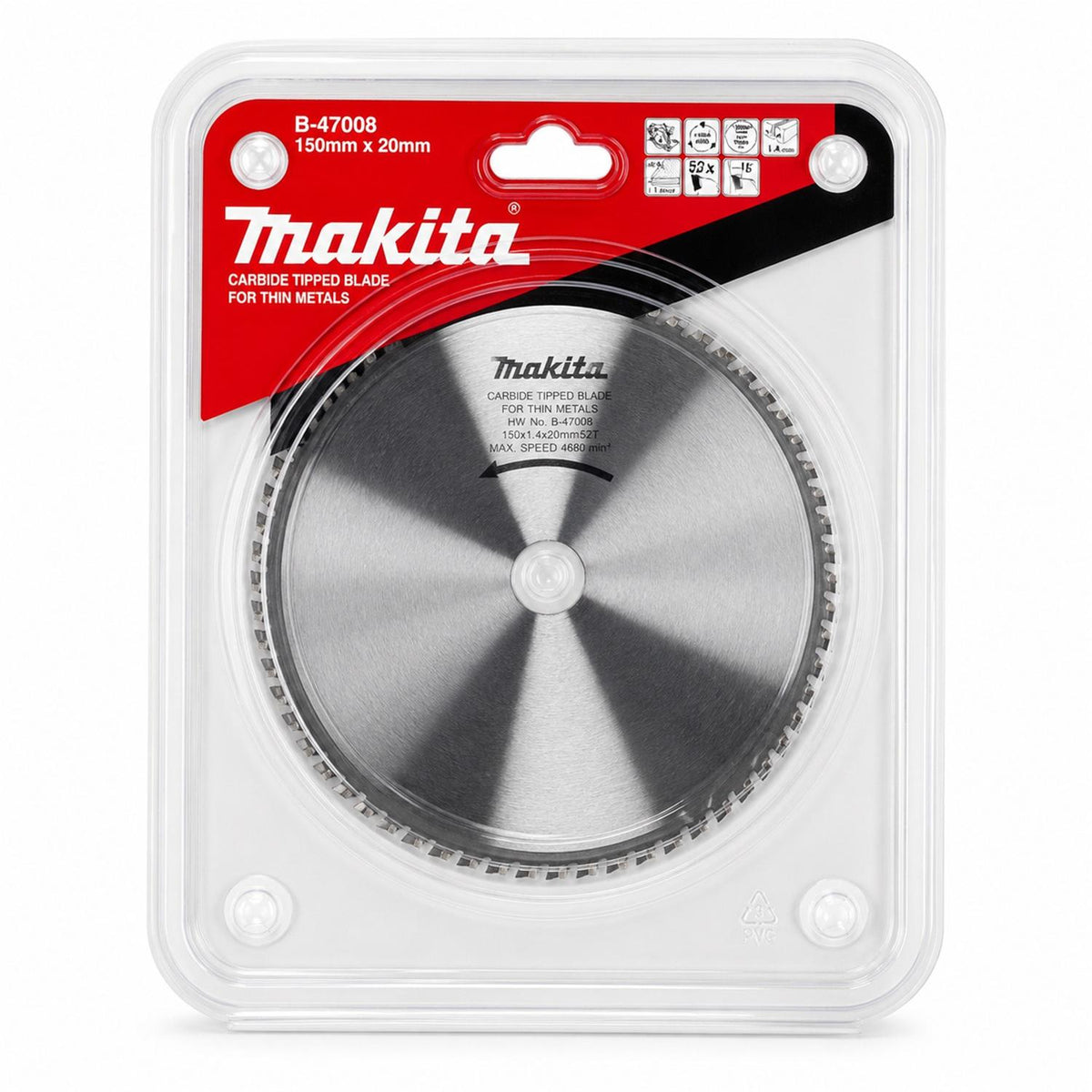 Disco Sierra Metal 6'' 150mm 52D Makita B-47008 - Herram.cl