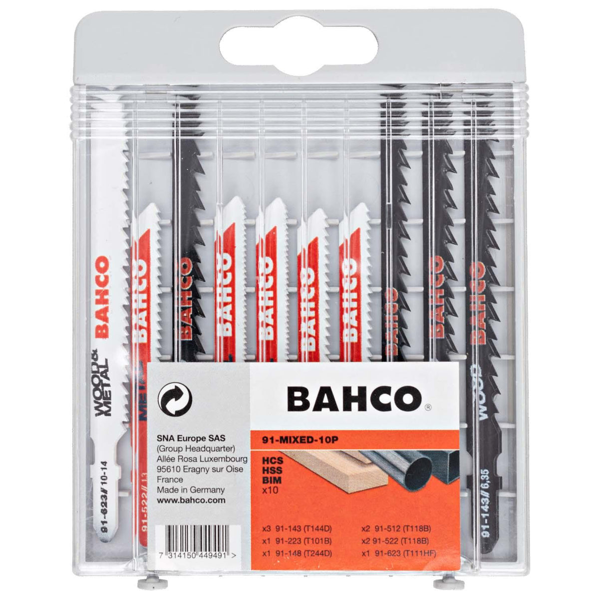 Set Hojas Caladora Bahco Mixto 10 Pzs Madera Metal - Herram.cl