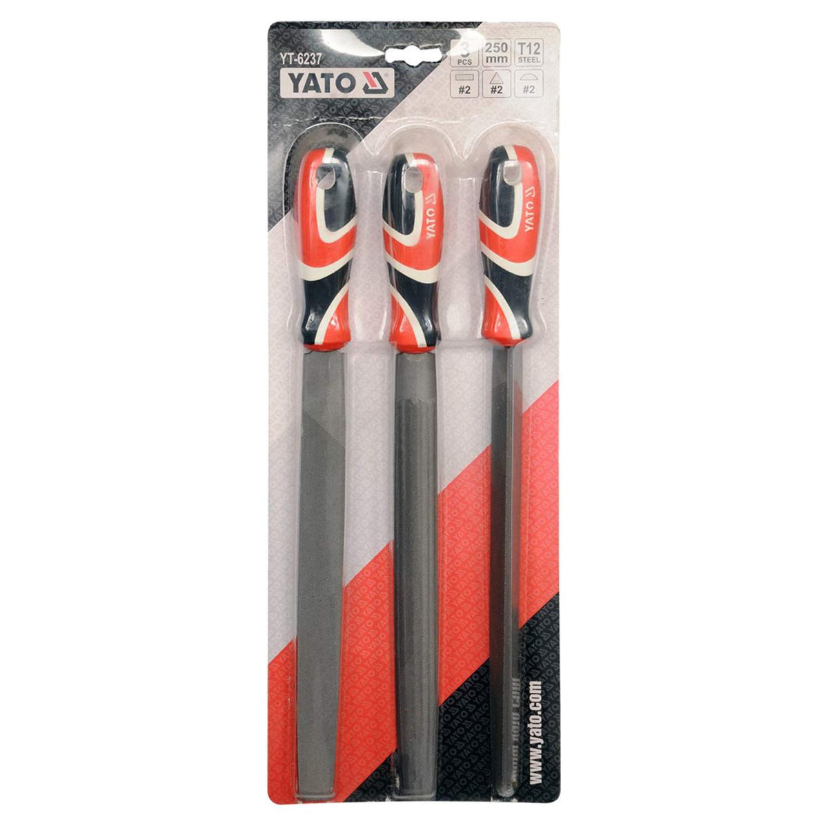 Juego 3 Limas Metal YATO YT-6237 250mm Plana Media Redonda - Herram.cl