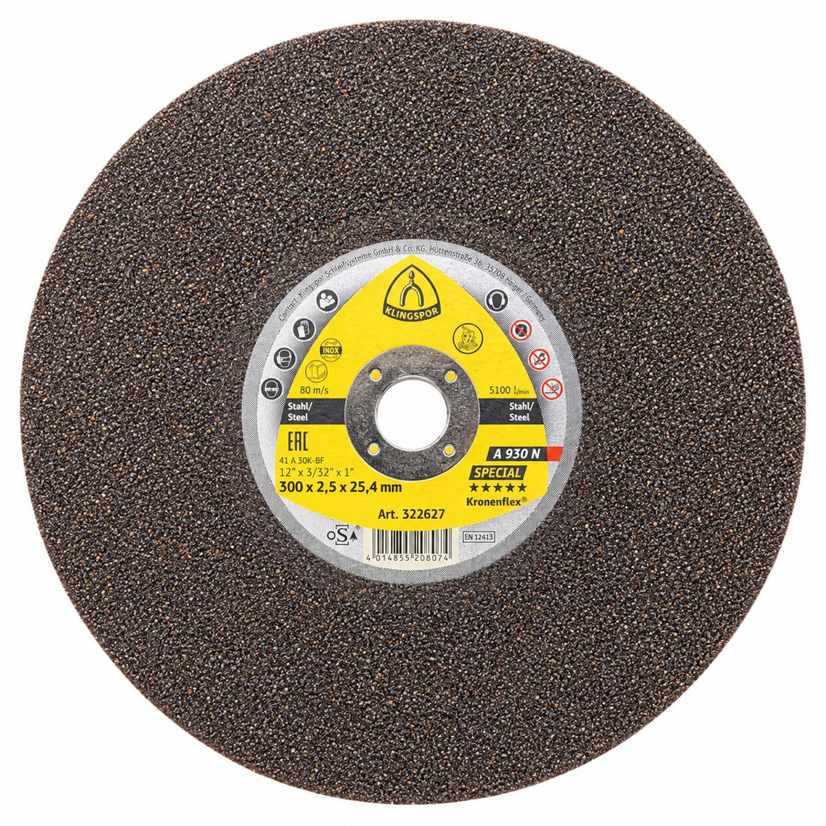 Disco Corte Metal 12'' 300x2,5mm Klingspor 322627 - Herram.cl