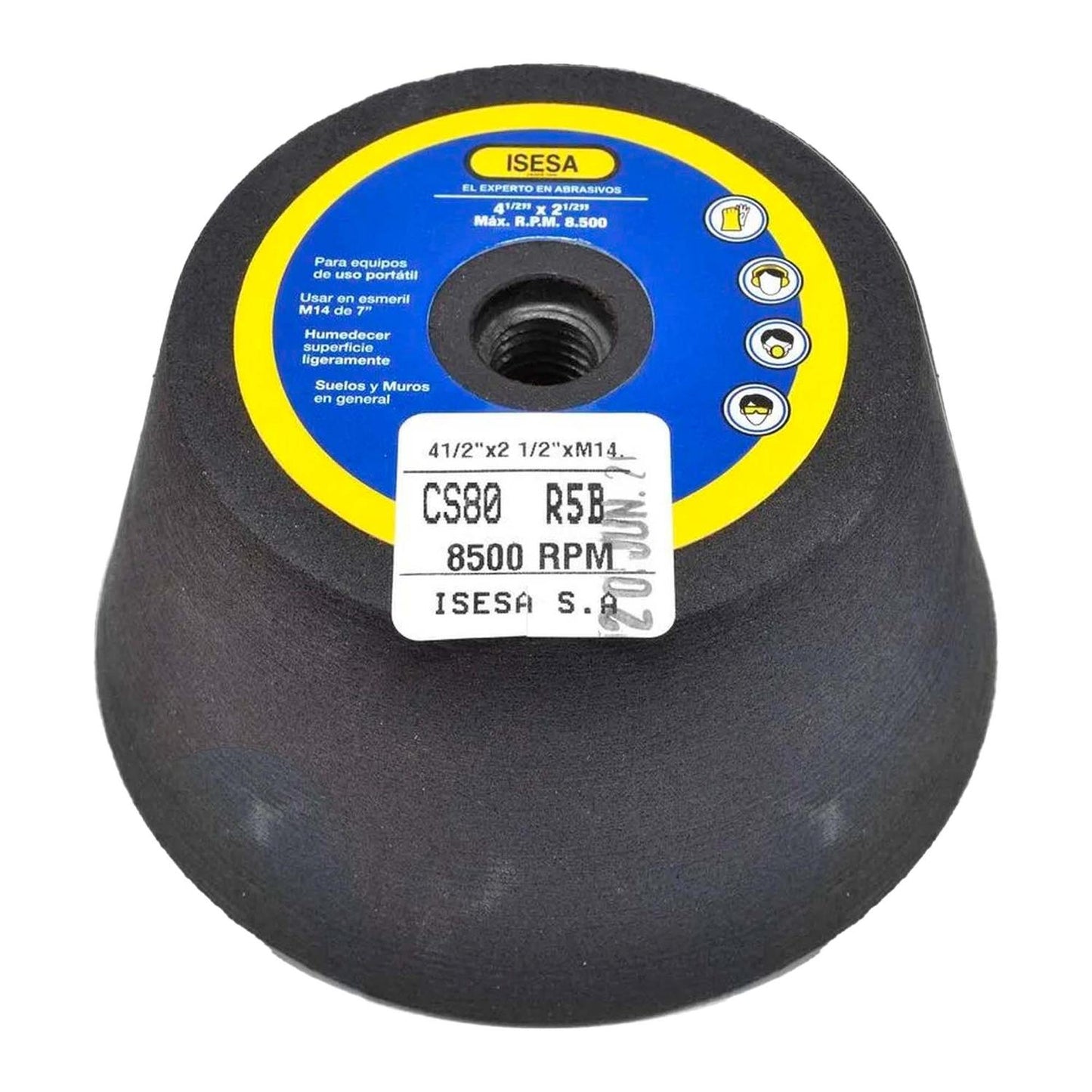 Piedra Copa Conica 4.5''x M14 / G80 - Cemento, Marmol, Baldosas - Isesa - Herram.cl