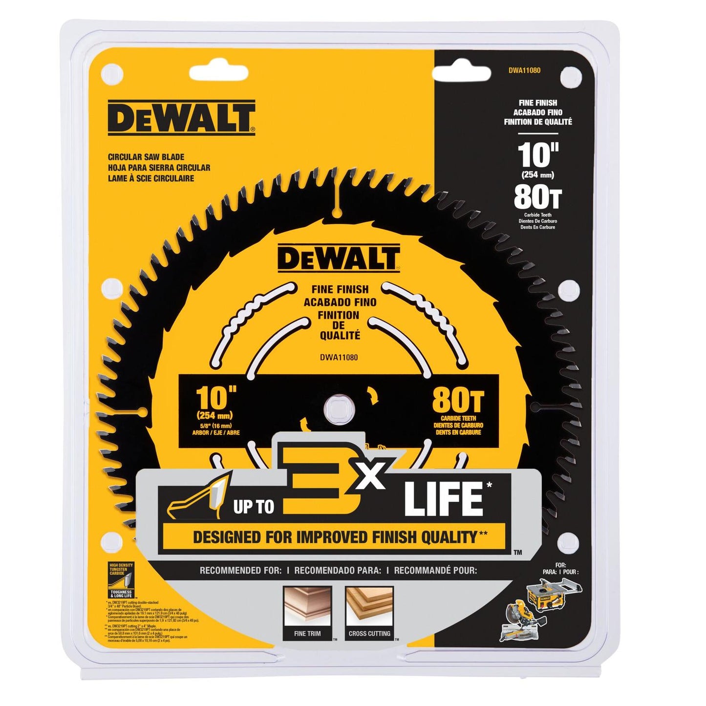 Disco De Sierra 10'' Eje 5/8'' 80 D (Corte Fino) - DeWalt - Herram.cl