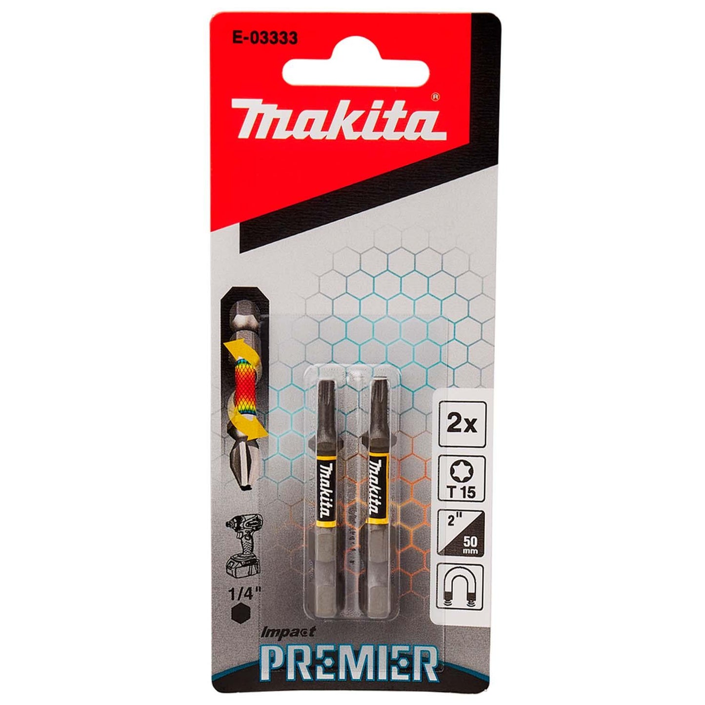 Puntas de Torsión Impact Premier T15 - 50mm 2 Pzas - Makita - Herram.cl