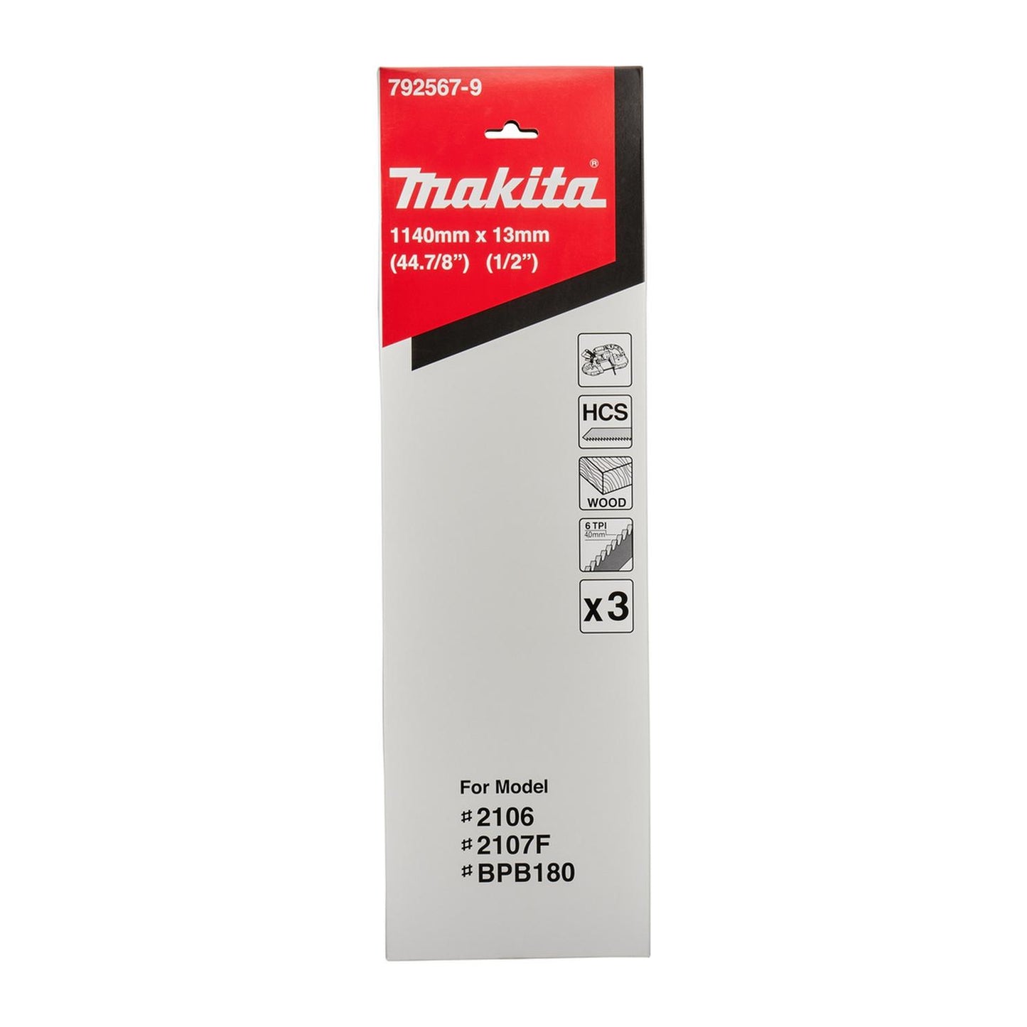 3 Hojas De Sierra Cinta Para Madera Bim 1.140x13mm 6 TPI - Makita - Herram.cl