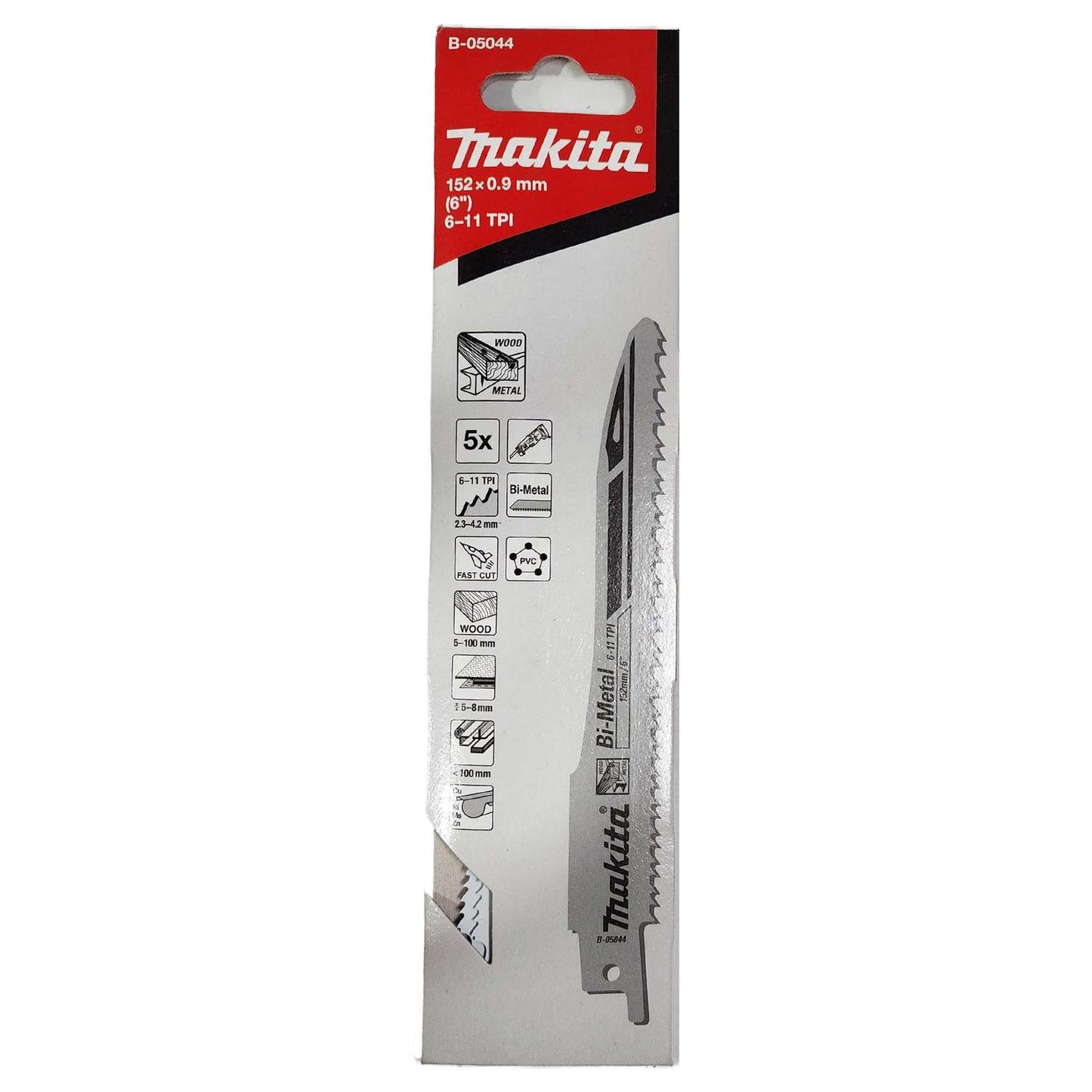Pack 5 Hojas Sierra Sable Madera/Metal 152x0.9mm - Makita - Herram.cl