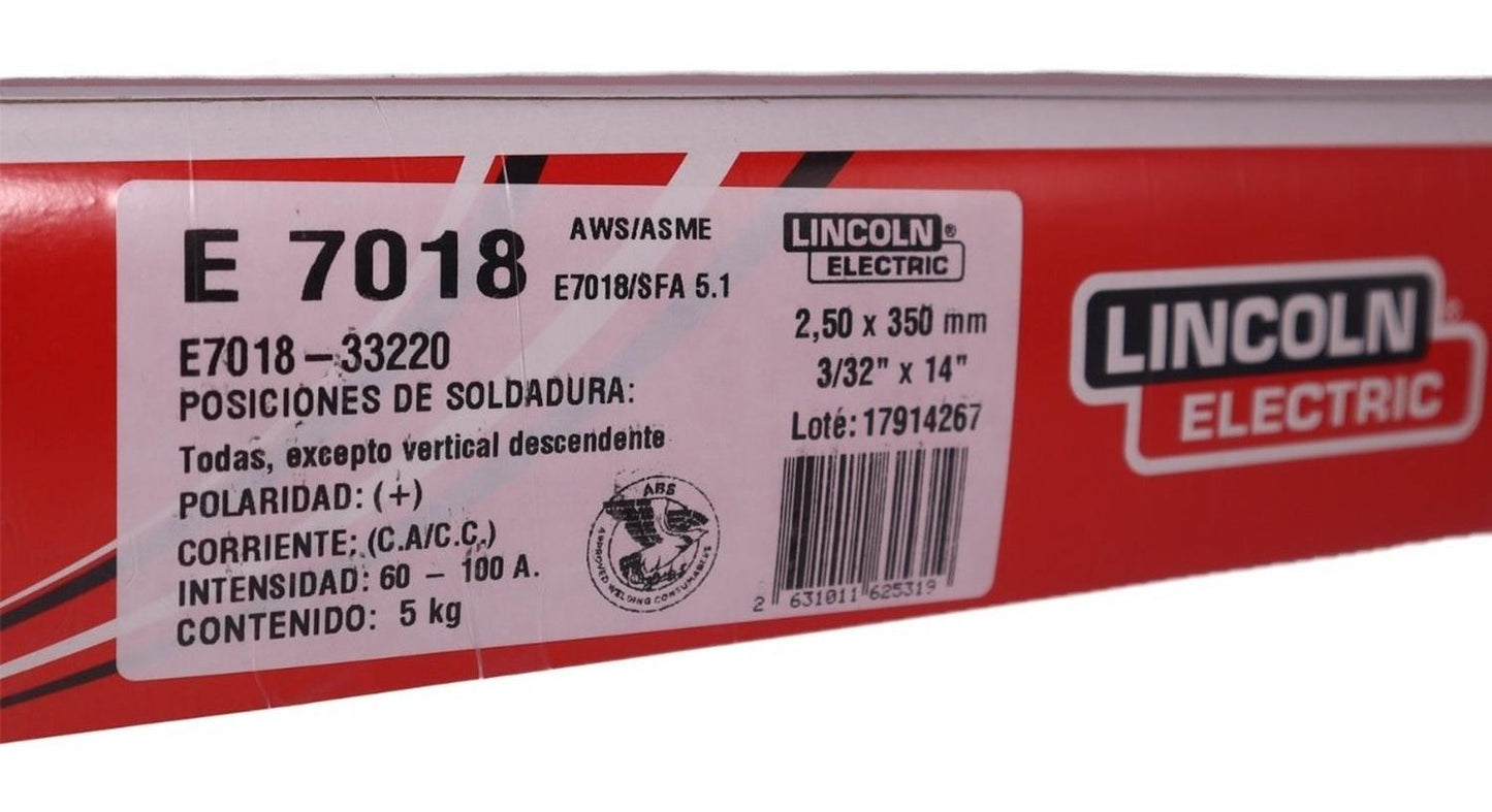 5 Kg Electrodo E - 7018 3/32'' (2,5x350mm) - Lincoln - Herram.cl