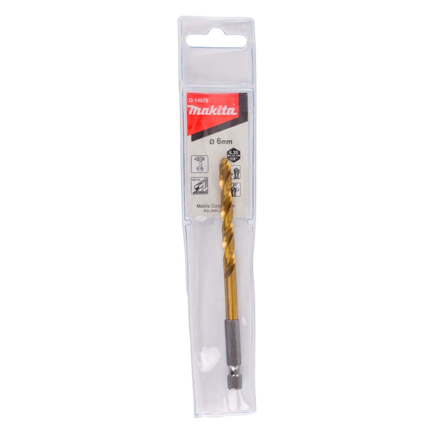 Broca Metal HSS - TiN 6x110mm (Toma Hex. 1/4'') - Makita - Herram.cl