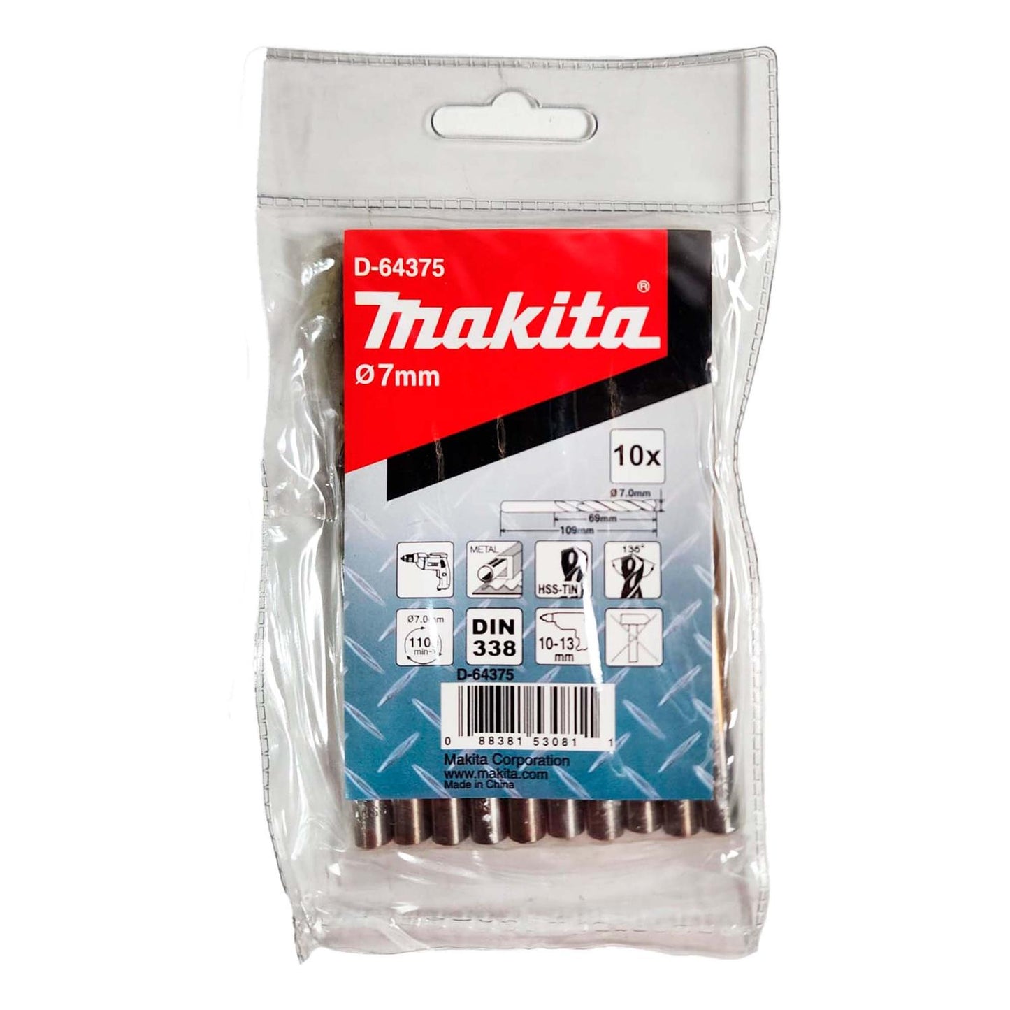 Brocas Metal HSS - TiN 7x109mm 10 Pzas - Makita - Herram.cl