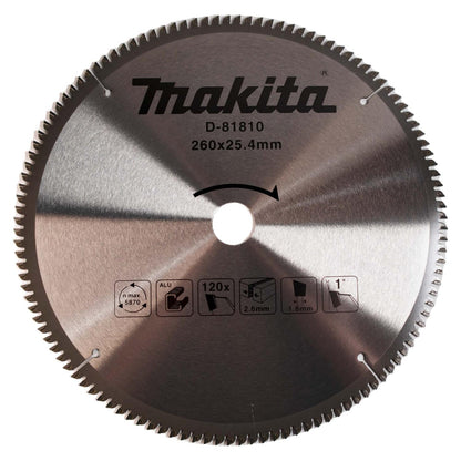 Disco De Sierra 10 - 1/4'‘x2,6x25,4mm 120 D Aluminio - Makita - Herram.cl