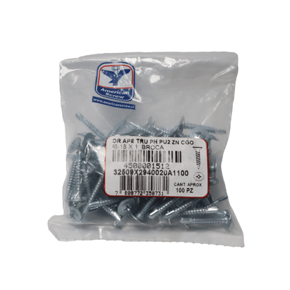 Tornillo Lenteja Broca 8 - 18x1''100uds. American ScreW - Herram.cl