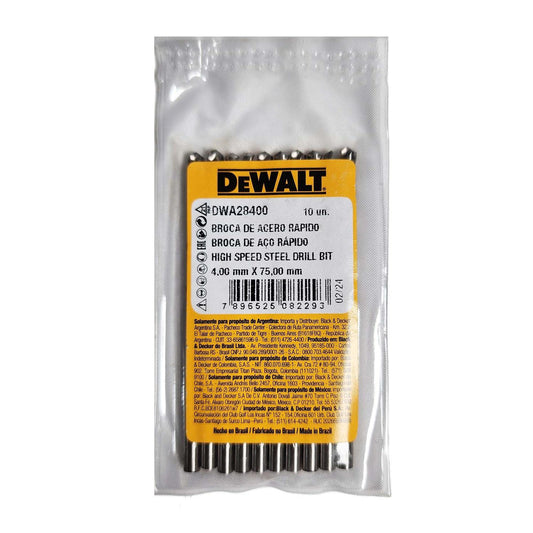 Brocas Para Metal HSS 4mm 10 Pzas - DeWALT - Herram.cl