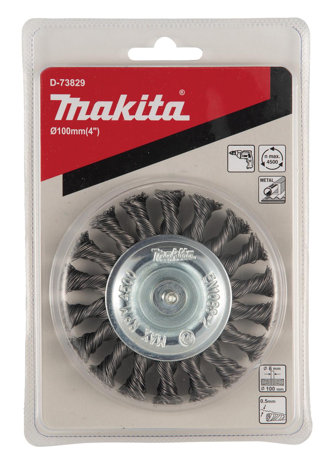 Grata Circular Acero Trenzado 100mm (4'') Toma 1/4'' - Makita - Herram.cl