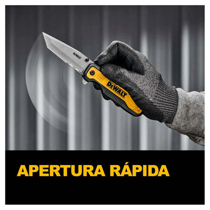 Navaja de bolsillo plegable, tanto dentada, DeWalt DWHT10994 - Herram.cl