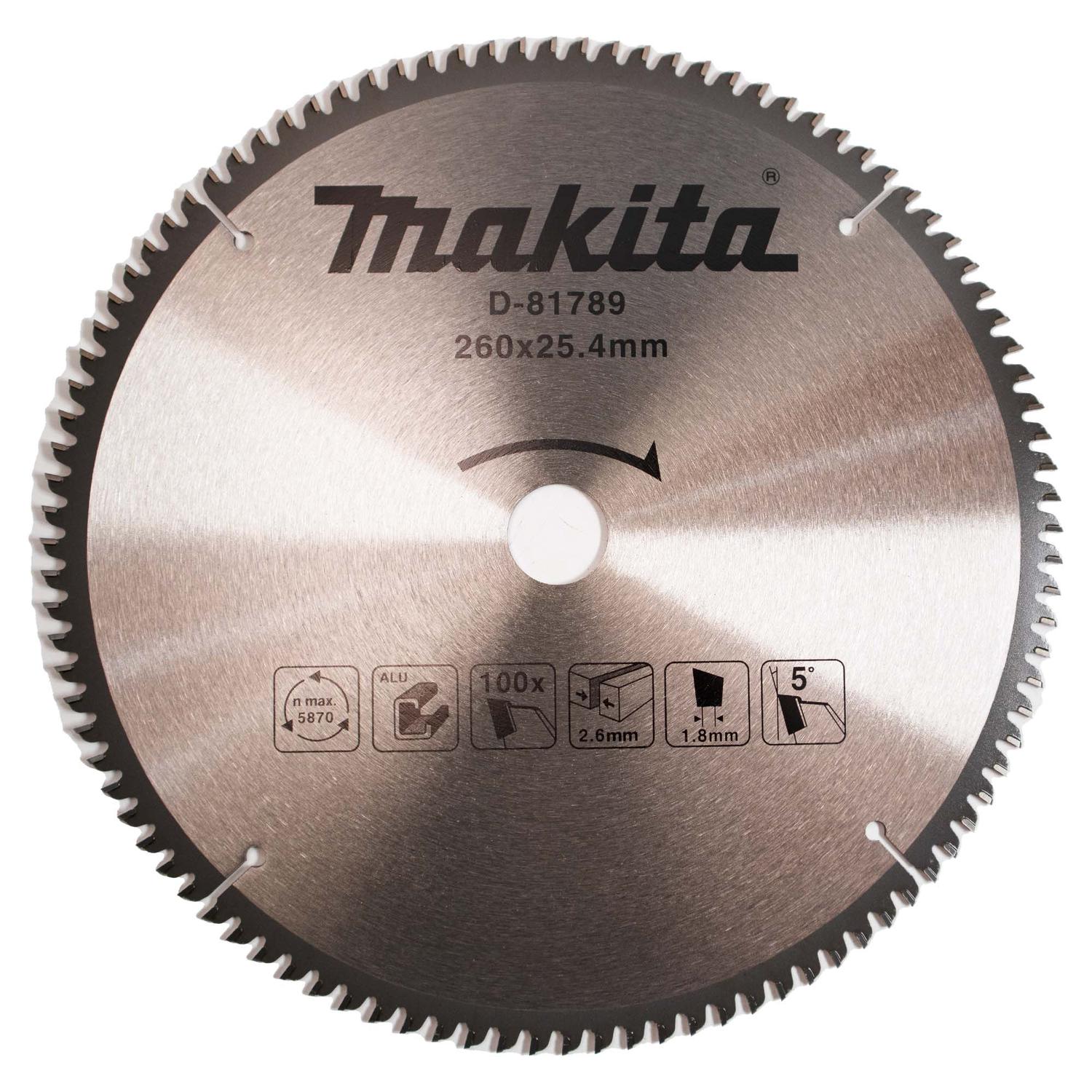 Disco de Sierra 10 - 1/4''x1'' 100 D Para Aluminio - Makita - Herram.cl