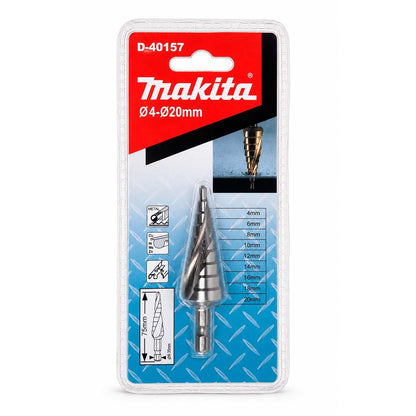 Broca Escalonada HSS 4-20mm 9 Pasos Makita D-40157 - Herram.cl