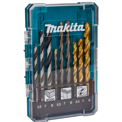 Set Brocas Para Madera/Metal /Concreto (5.5 - 8) 9 Pzas - Makita - Herram.cl