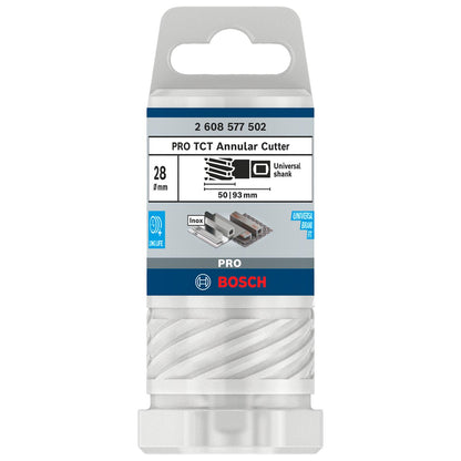 Broca Anular Bosch PRO TCT 28x50mm Carburo Tungsteno Weldon - Herram.cl