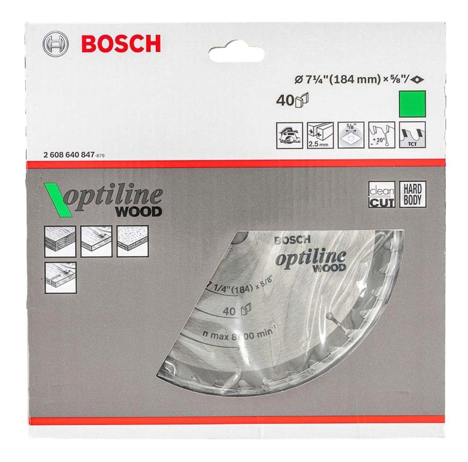 Disco De Sierra Circular Optiline 184mm (7 - 1/4'') 40 D - Bosch - Herram.cl