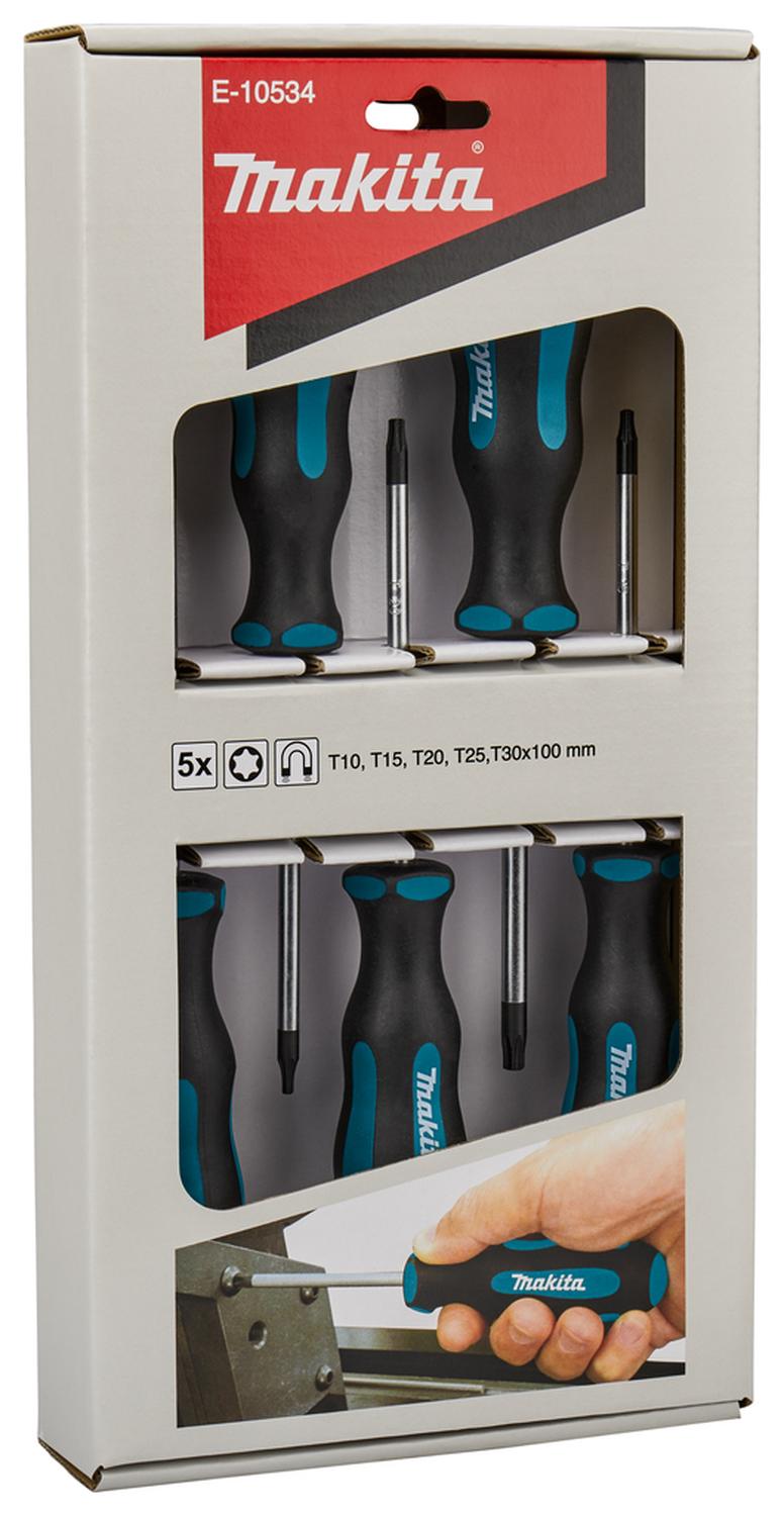 Set Destornilladores TORX (T10, T15, T20, T25, T30) 5 Pzas. - Makita - Herram.cl