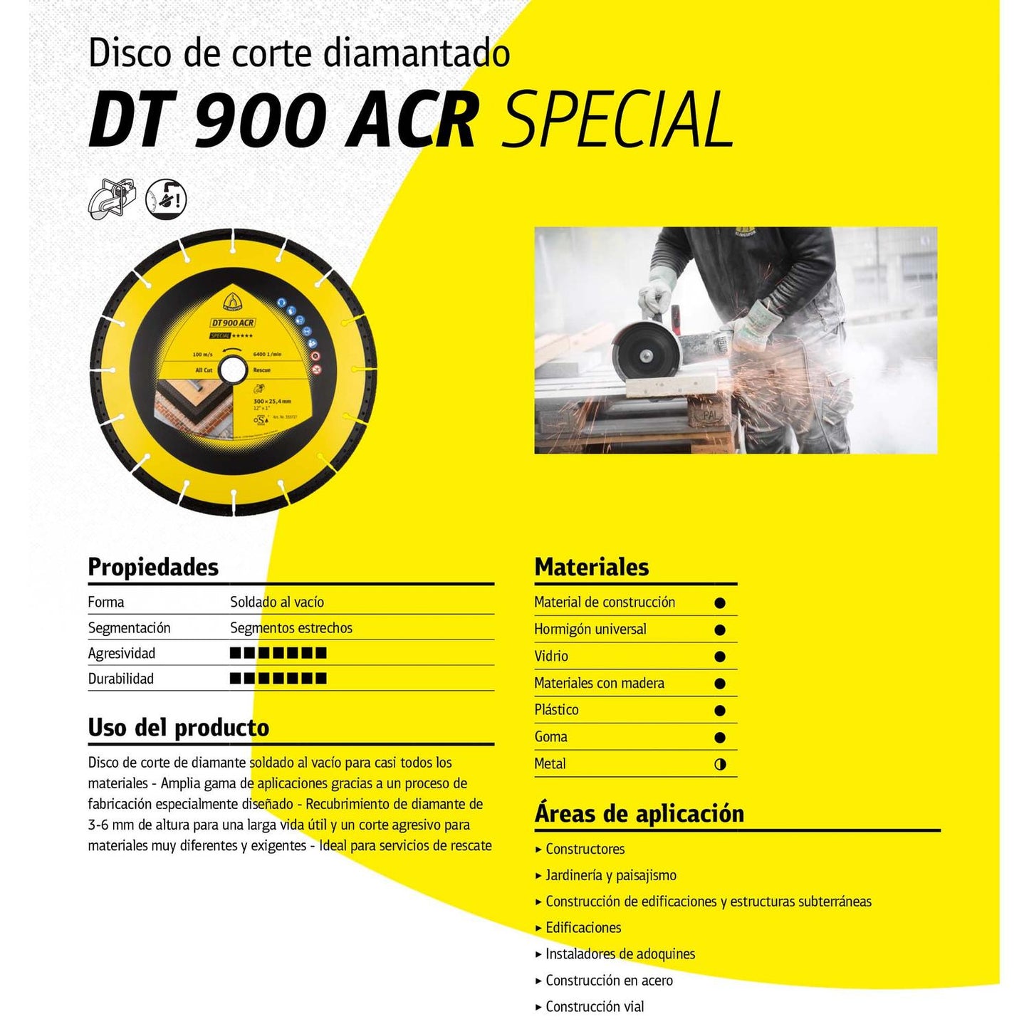 Disco Diamantado DT 900 ACR Special 14''x1'' - Klinsgpor - Herram.cl