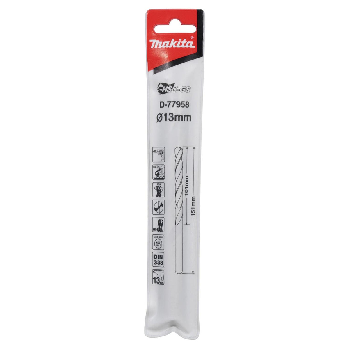 Broca Para Metal HSS-GS 13x151mm - Makita - Herram.cl