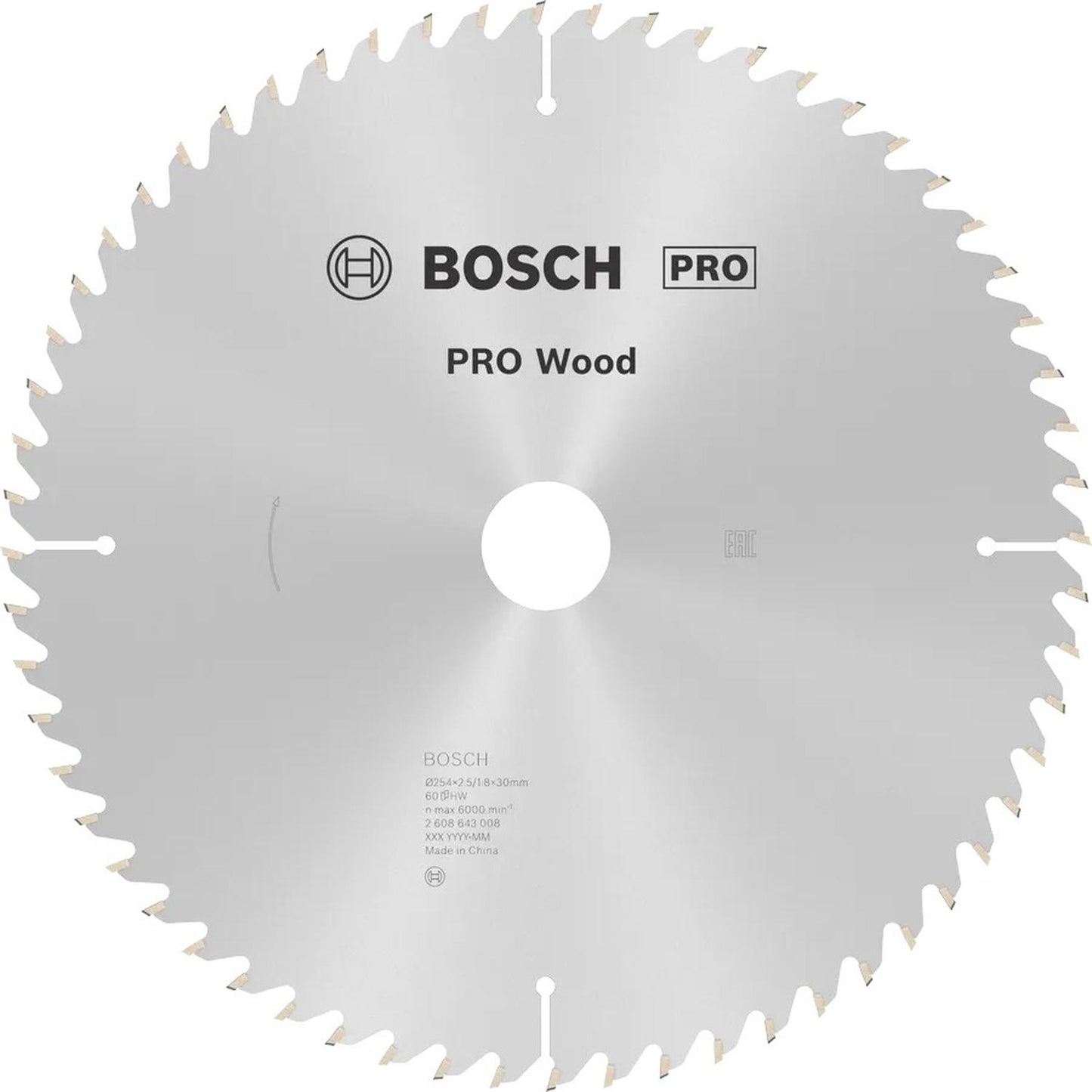 Disco De Sierra Circular PRO Wood 10''x2,5x30mm 60 D - Bosch - Herram.cl