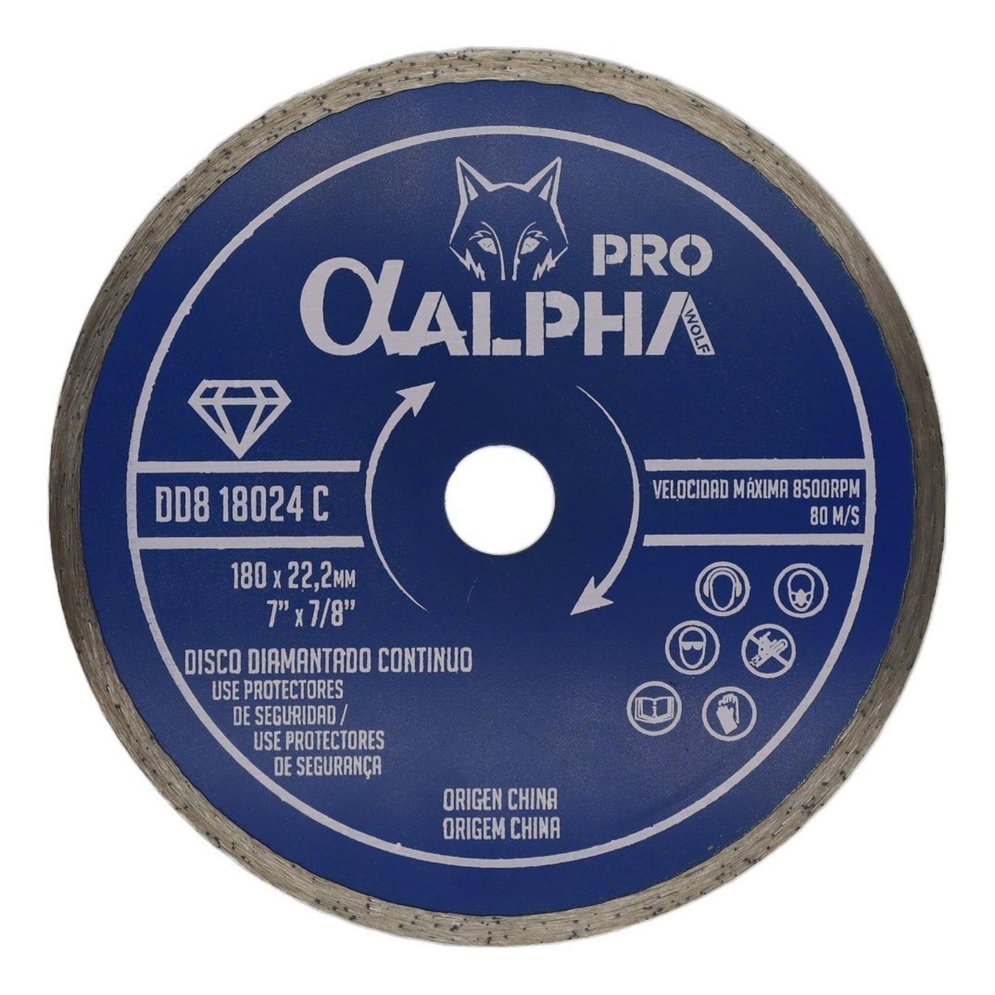 Disco Diamantado Continuo 180mm (7'') Ceramica - Alpha Pro - Herram.cl