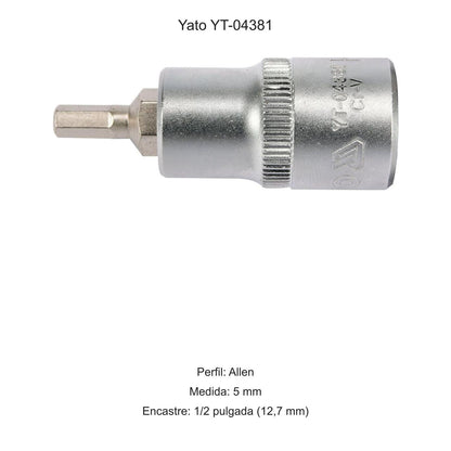 Dado Punta Allen 5 mm 1/2'' 55mm Yato YT-04381 - Herram.cl
