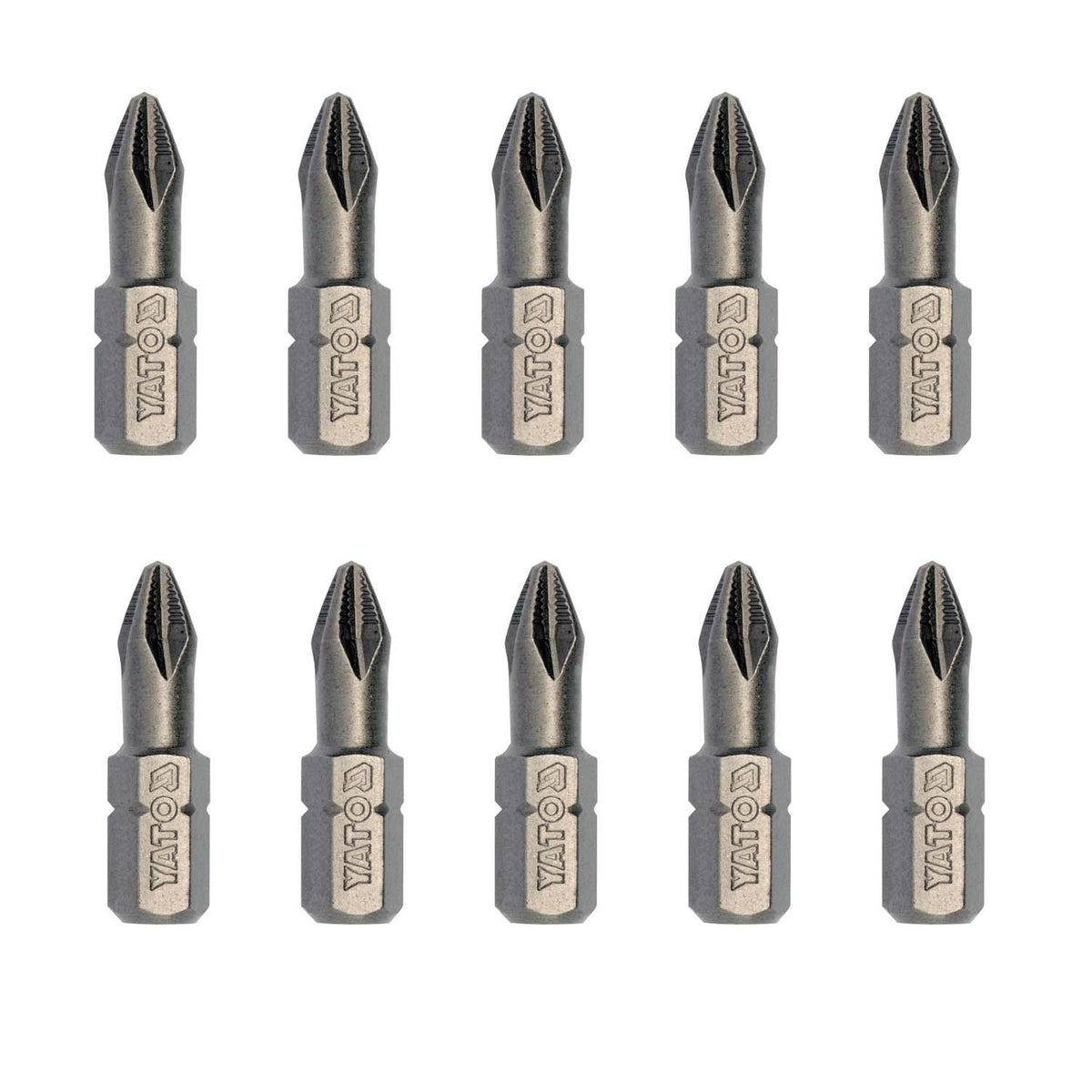 Puntas Phillips PH2 25mm YATO YT-04752 10 Uds S2 1/4" - Herram.cl