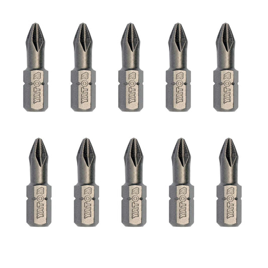 Puntas Phillips PH2 25mm YATO YT-04752 10 Uds S2 1/4" - Herram.cl