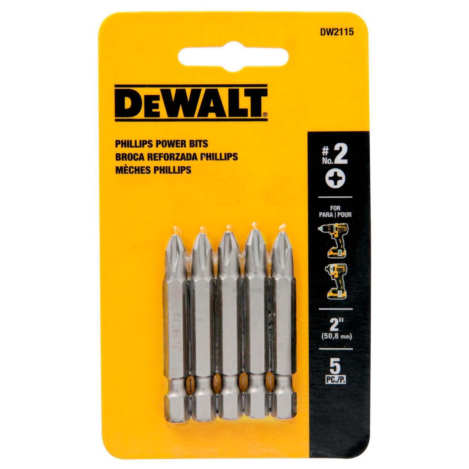 Punta de atornillar PH2x2'' (50,8 mm) 5 Pzas - DeWALT - Herram.cl