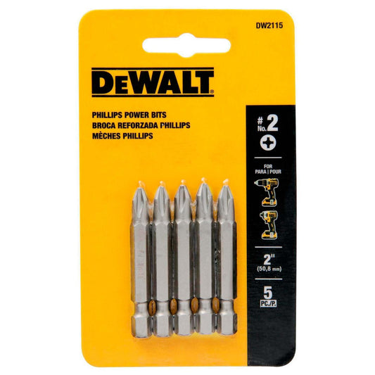 Punta de atornillar PH2x2'' (50,8 mm) 5 Pzas - DeWALT - Herram.cl