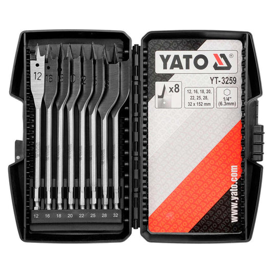 Set Brocas Paleta 12 - 32mm Toma Hex. 1/4'' / 8 Pzas - Yato - Herram.cl