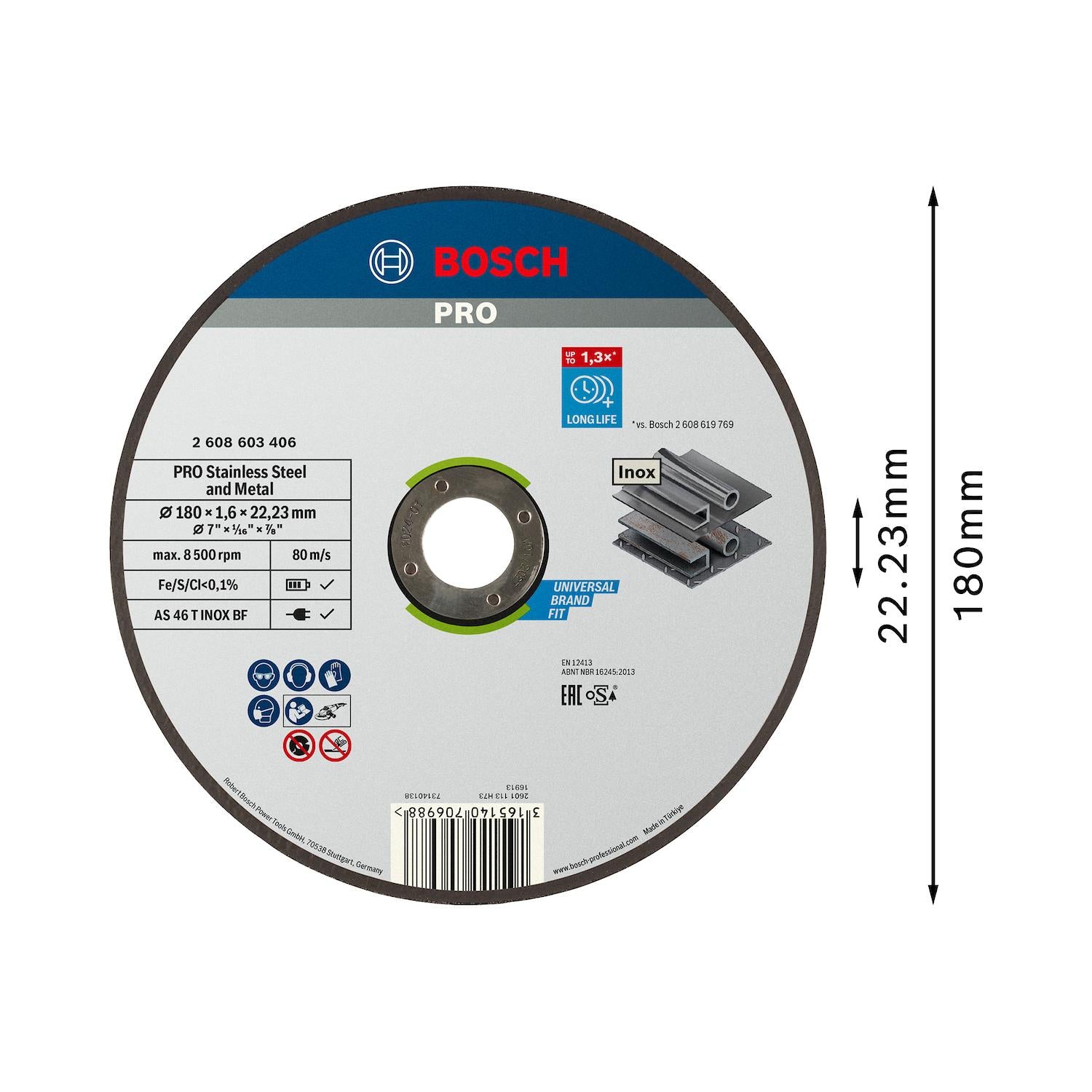 Disco de Corte PRO Inox & Metal 7''x1,6mm - Bosch - Herram.cl