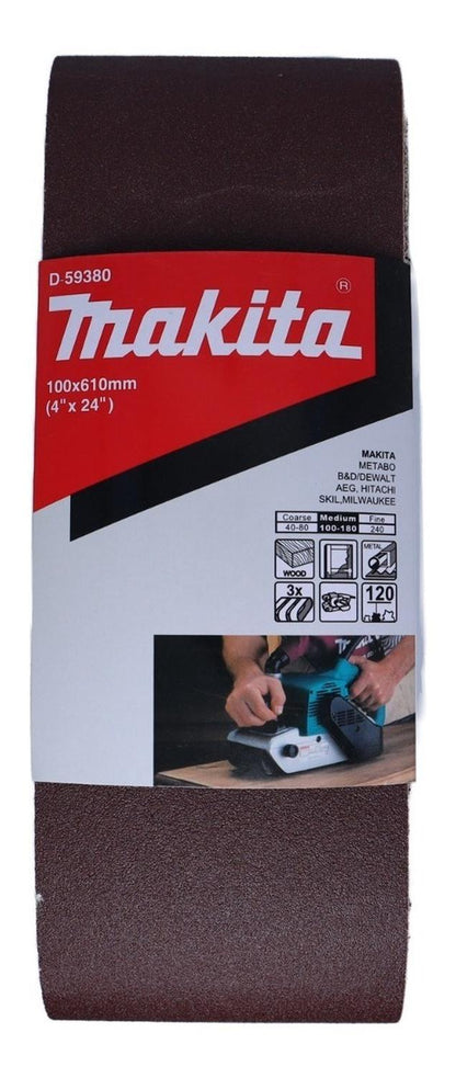 Pack 3 Lijas De Banda 4''x24'' (100x610mm) - Makita - Herram.cl