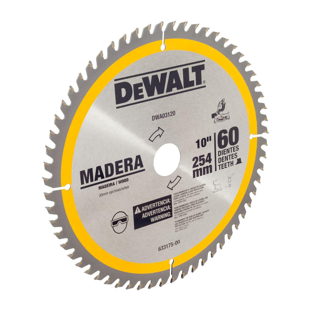 Disco Sierra Circular DeWalt Madera 10 254mm 60D Eje 30mm - Herram.cl