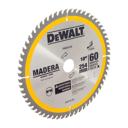 Disco Sierra Circular DeWalt Madera 10 254mm 60D Eje 30mm - Herram.cl