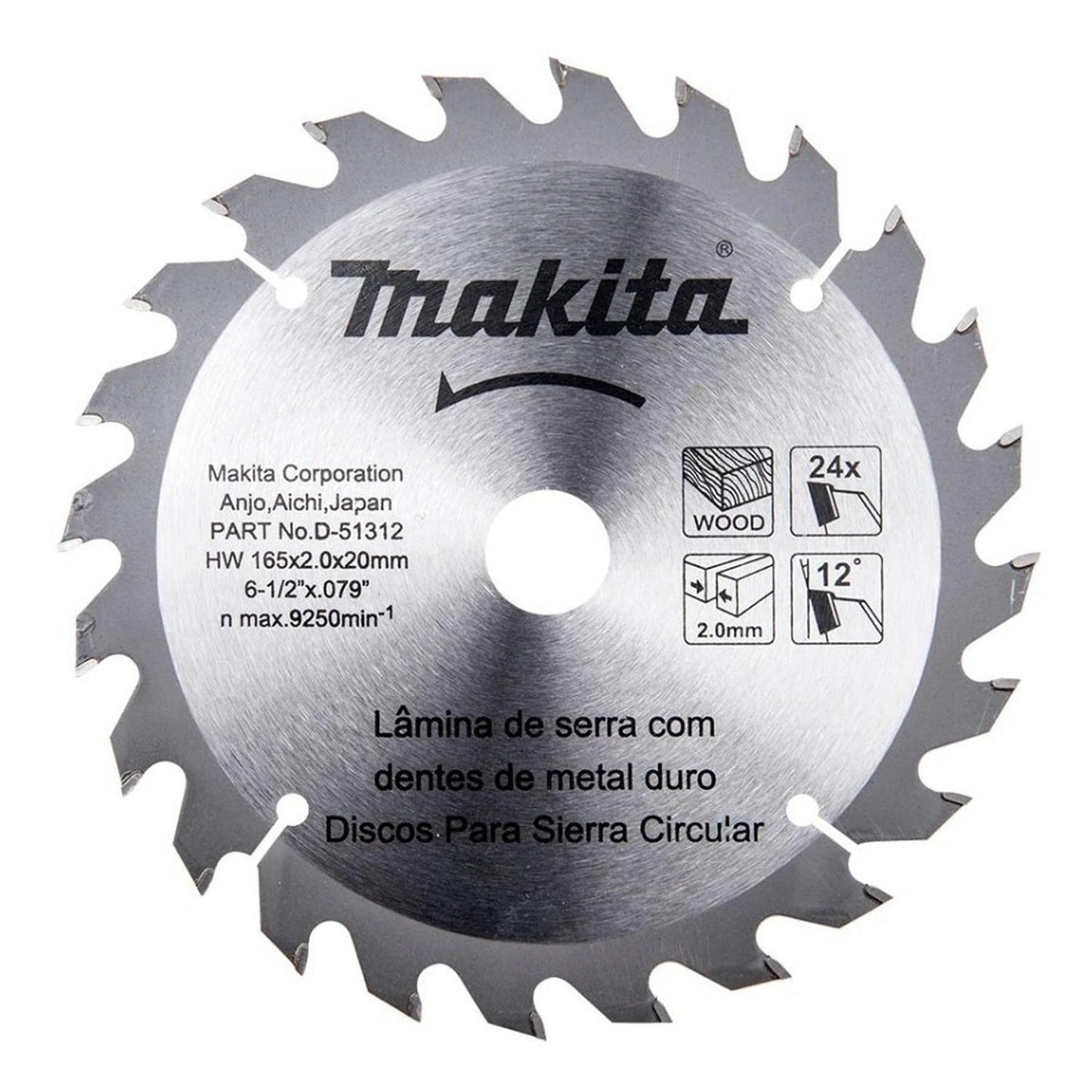 Disco Sierra Circular Makita 6 1/2 (165mm) 13/16 24 Dientes - Herram.cl
