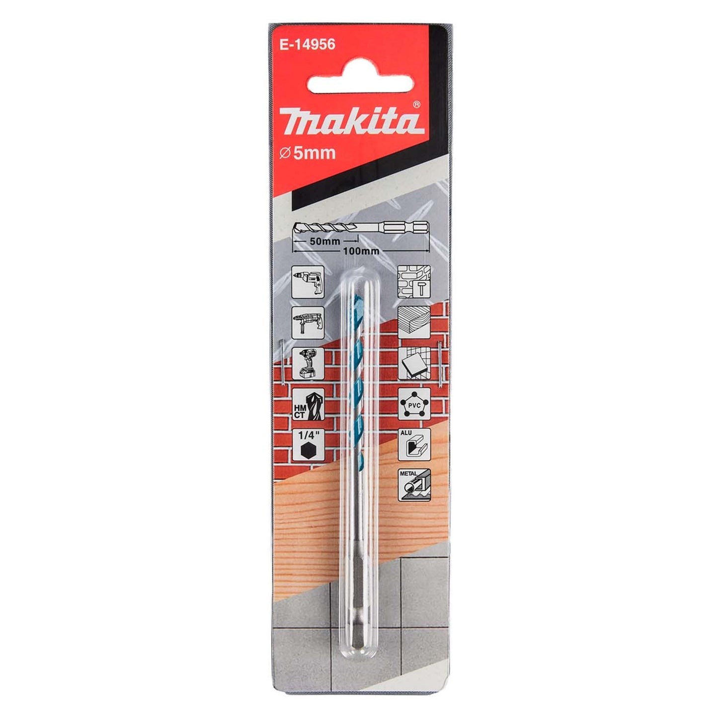 Broca Multimaterial 5x100mm (Toma Hex. 1/4'') - Makita - Herram.cl