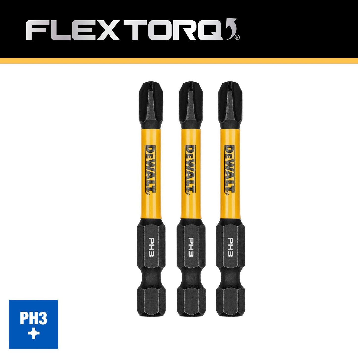 Puntas FLEXTORQ PH3 - 2 - 1/4'' (57.15mm) 3 Pzas - DeWALT - Herram.cl